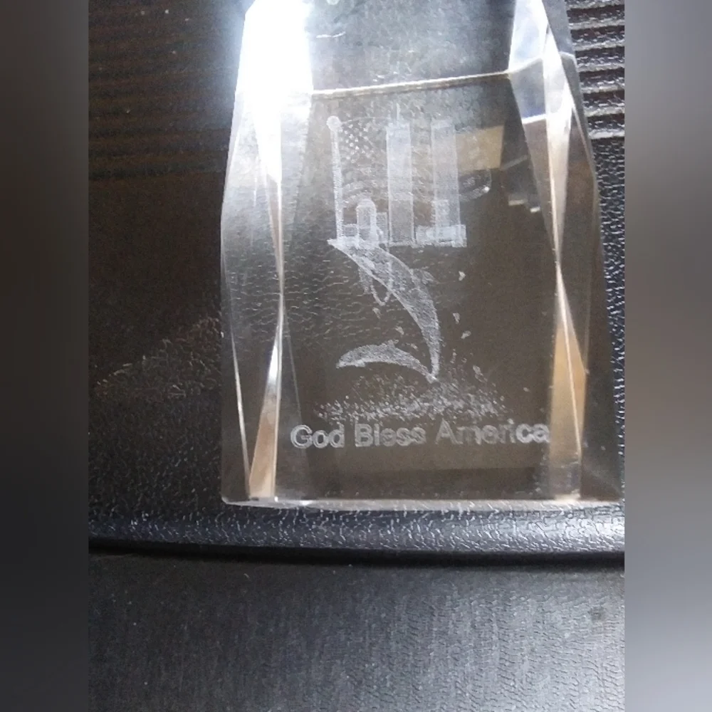 Crystal Cube 9/11 Eagle American Flag Whale Dolphin
